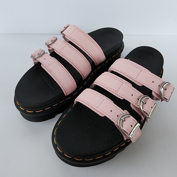 NWOT Dr. Martens Blaire Slide Platform Sandal Chalk Pink - Picture 11 of 12